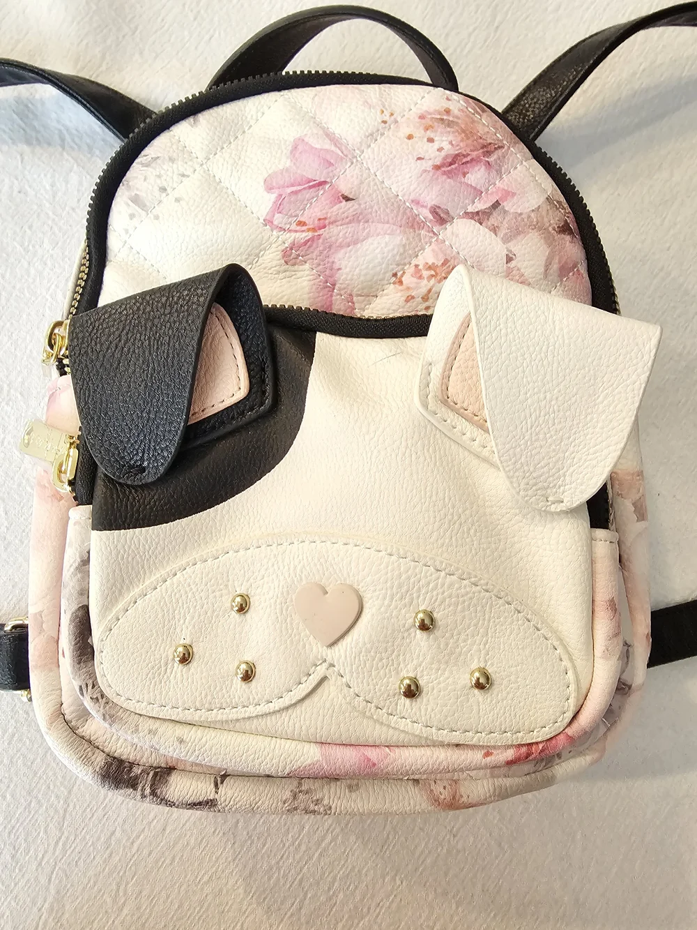 Betsey Johnson Kitsch Puppy Dog Floral Mini Backpack Purse NWOT Kawaii Frenchie